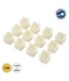 GloboStar® CANDLE 79538 ΣΕΤ 12 x Διακοσμητικά Realistic Κεράκια με LED Εφέ Κινούμενης Φλόγας - Μπαταρίας 12 x CR2032 Θερμό Λευκό 2700K Μπεζ L3.5 x W3.5 x H3.5cm